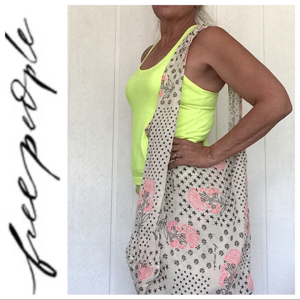 FREE PEOPLE COTTON MUSLIN REUSABLE OVERSIZED TOTE BAG